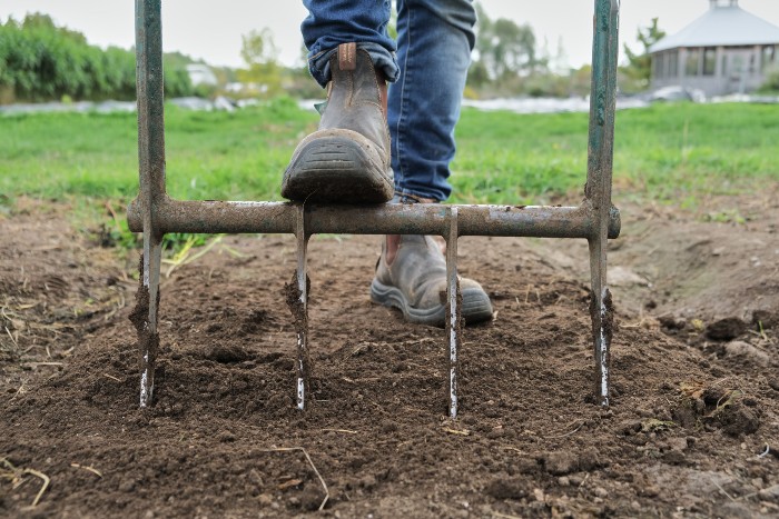 The broadfork is the ideal tool to gently aerate the soil. /Credit: Alex Chabot