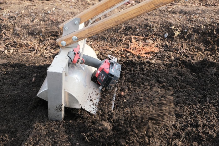 Tilther is an alternative to a tiller for smaller farms or for working beds in tight spaces. / Credit : Alex Chabot